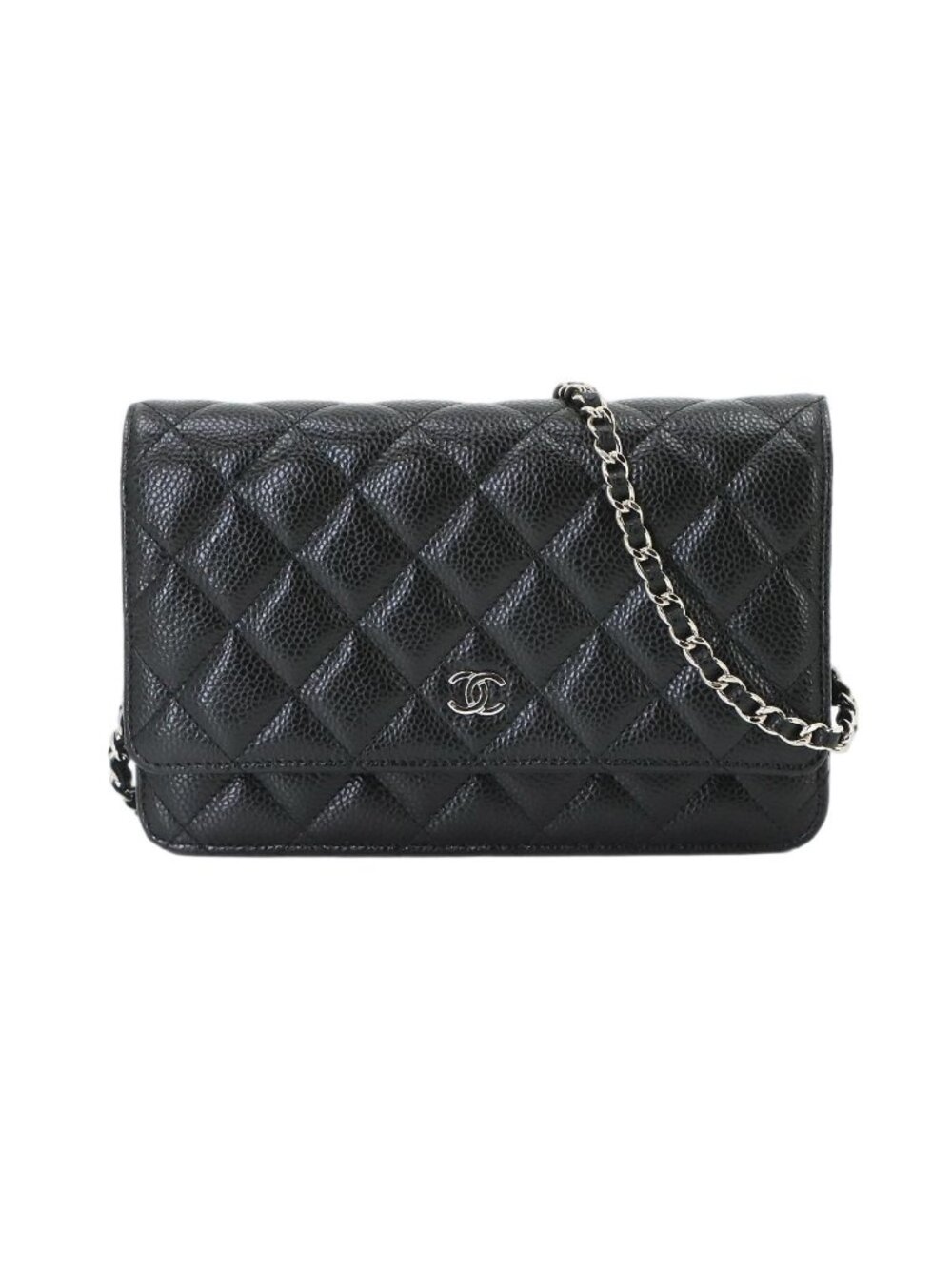 Chanel Quilted Classic Chain Wallet Caviar Leather Black Shoulder Bag
